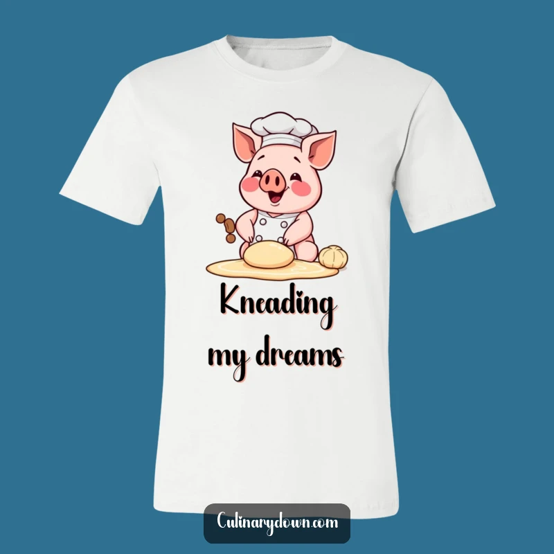 Funny Chef Pig Kneading T-Shirt - Happy Baker Tee, Great Funny Gift