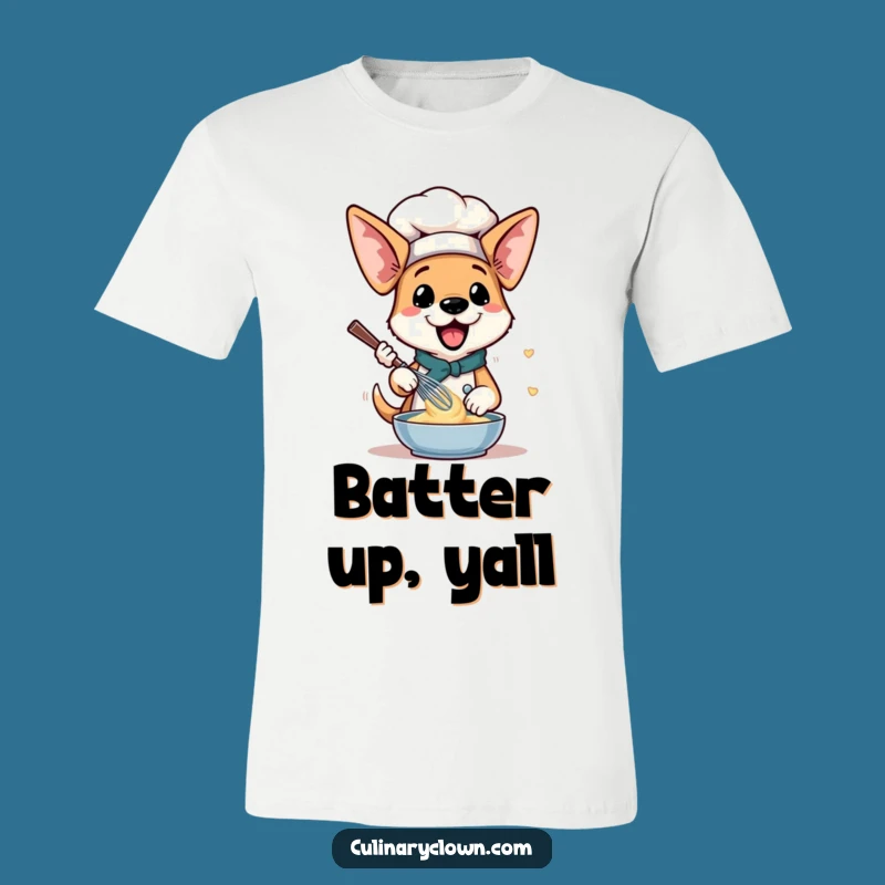 Funny Dog Chef T-Shirt: Hilarious Pup Batter Whisking Tee for Bakers