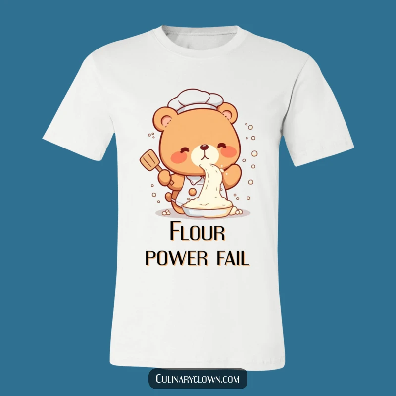 Funny Kawaii Bear Chef Flour T-Shirt: Messy Kitchen Humor Gift