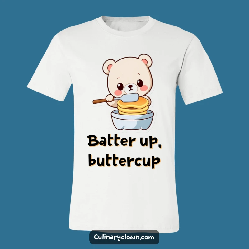 Funny Kawaii Bear Flipping Pancakes T-Shirt - Hilarious Cooking Apparel Gift