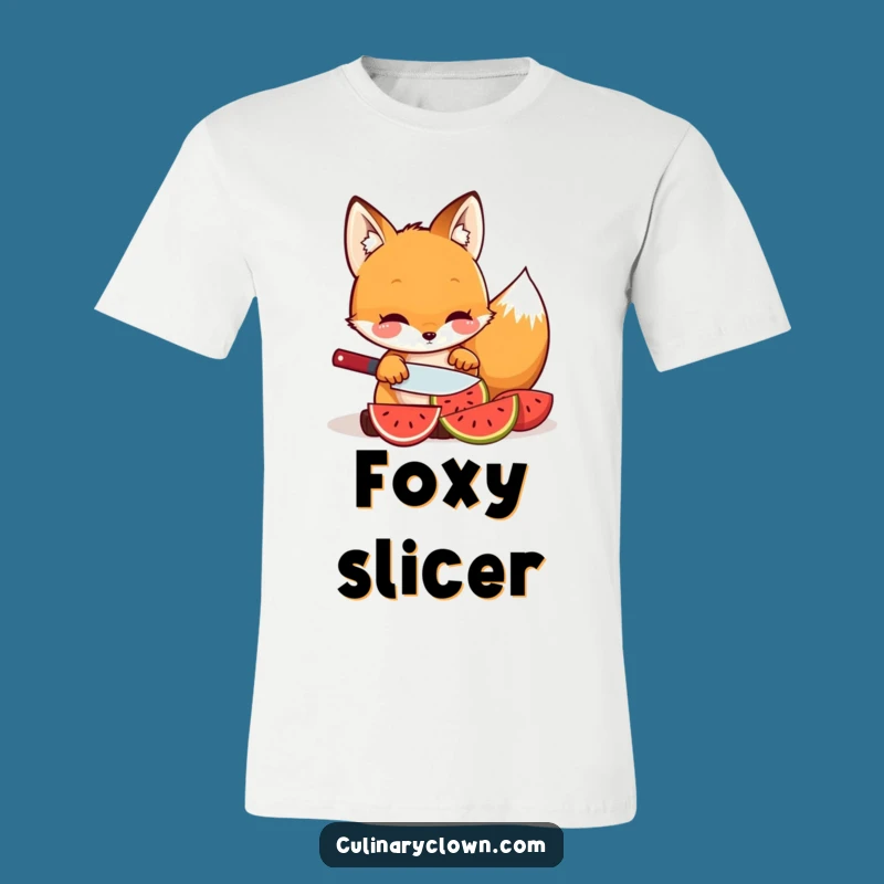 Funny Kawaii Fox Fruit Slicing T-Shirt - Hilarious Healthy Lifestyle Apparel