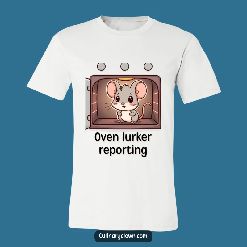 Funny Mouse Chef T-Shirt - Curious Oven Peek Humor Tee