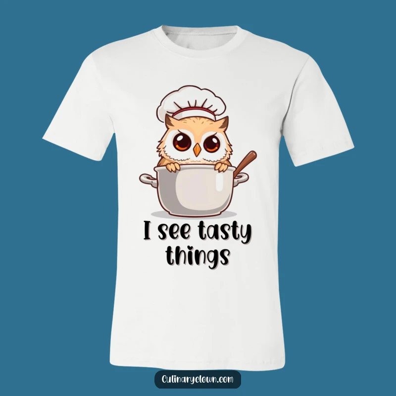 Funny Owl Chef Peeking Pot T-Shirt: Wear Your Curiosity with Style