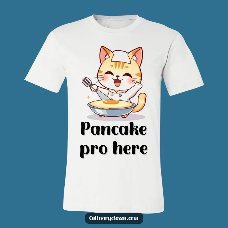 Funny Cat Chef T-Shirt: Giant Pancake Flip Tee, Comical Cook Gift
