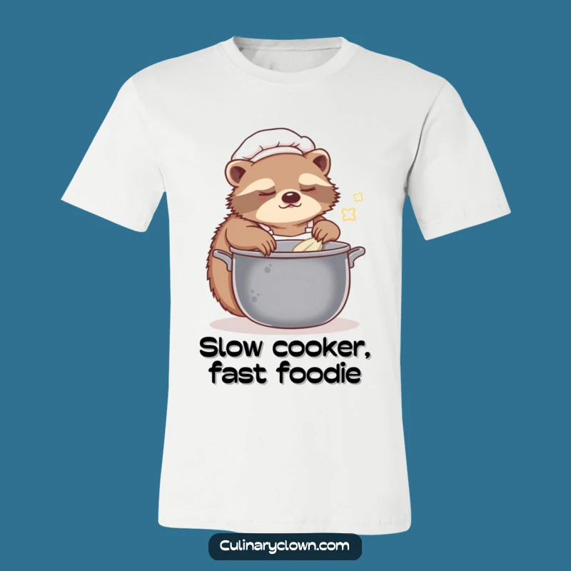 Funny Sloth Chef T-Shirt: Slow Cooker Humor for Your Wardrobe