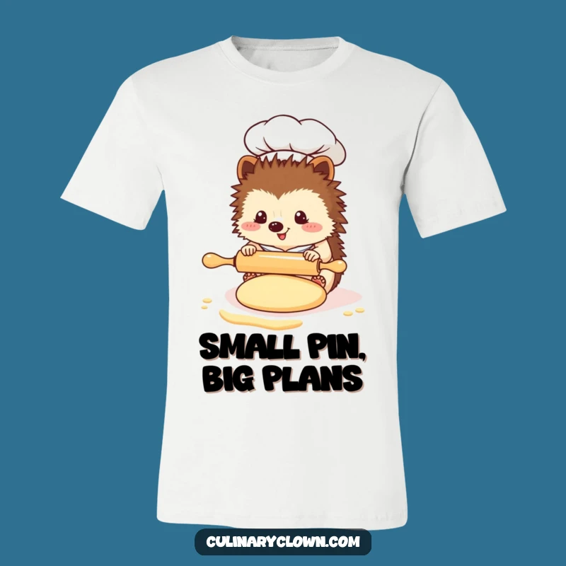 Funny Kawaii Hedgehog Chef T-Shirt: Little Rolling Pin Fun, Ideal Funny Gift for Bakers
