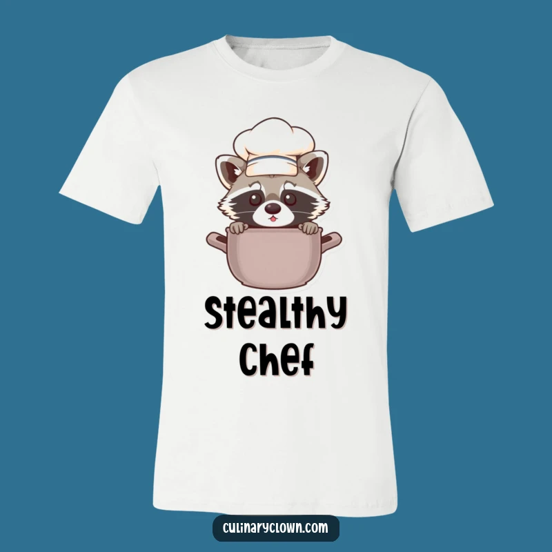 Funny Chef Raccoon T-Shirt: Peeking Critter, Hilarious Culinary Wear