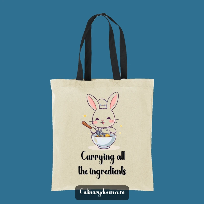 Funny Kawaii Rabbit Chef Tote Bag: Cute Whisking Bunny Cartoon Carryall, Ideal Funny Gift