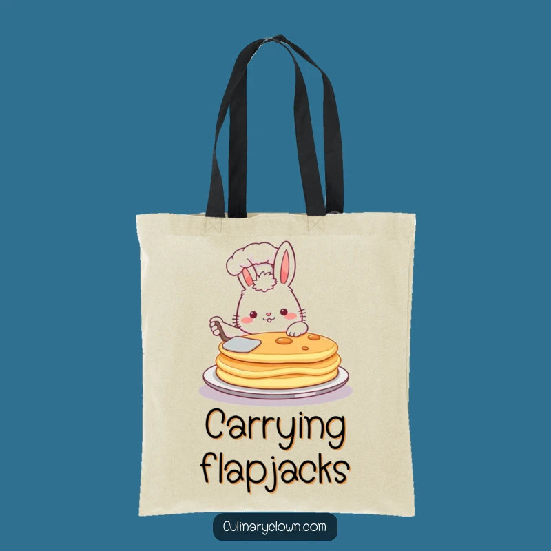 Funny Bunny Chef Pancake Tote Bag: Carry Your Breakfast, Fluffy Baker Bag