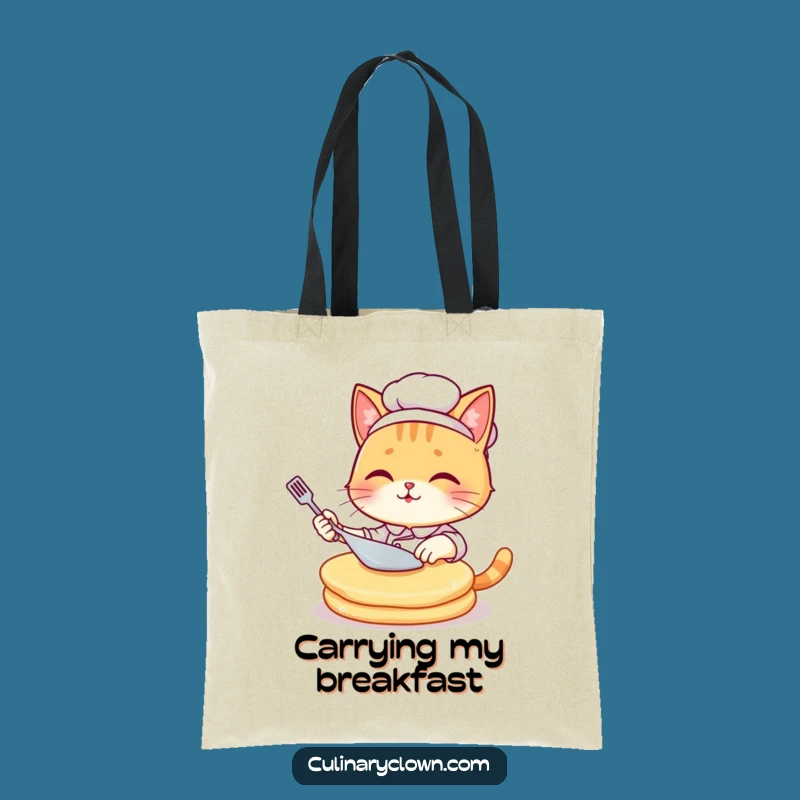 Funny Kawaii Cat Chef Pancake Tote Bag: Carry Your Laughs and Groceries Hilariously