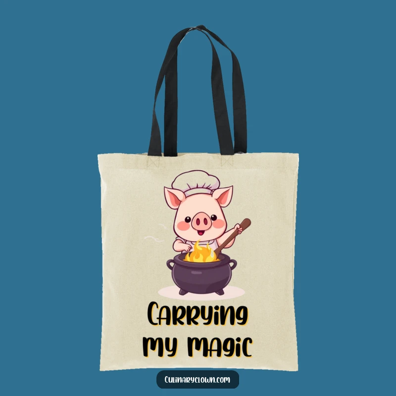Funny Kawaii Pig Chef Cauldron Tote Bag: Carry Your Magic and Essentials