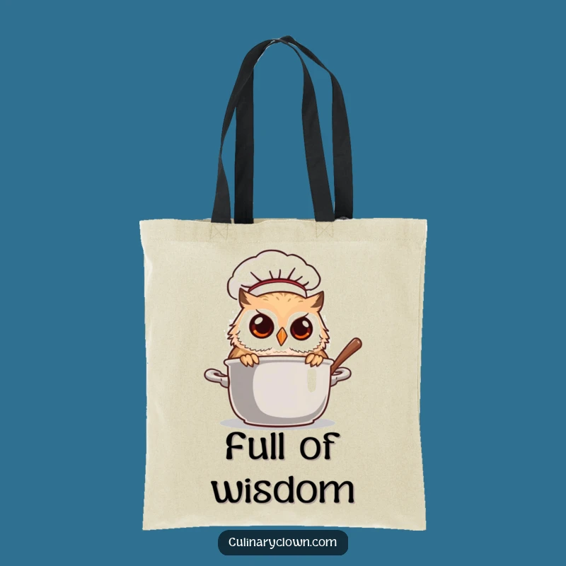 Funny Owl Chef Peeking Pot Tote Bag: Carry Your Kitchen Secrets