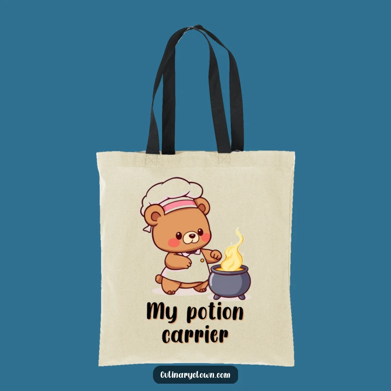 Funny Bear Chef Tote Bag: Cauldron Stirrer Bag, Great Magical Funny Gift