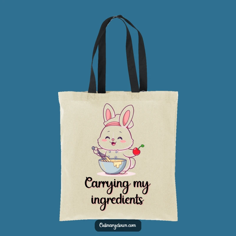 Funny Bunny Chef Tote Bag Baking Supplies Cute Kitchen Accessory