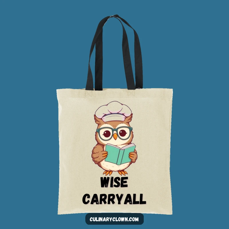 Funny Chef Owl Tote Bag - Recipe Reader Essential Carrier, Hilarious Gift