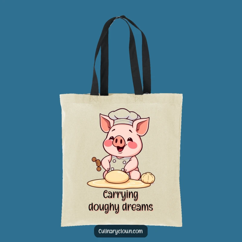 Funny Chef Pig Tote Bag - Dough Kneading Carrier, Hilarious Funny Gift