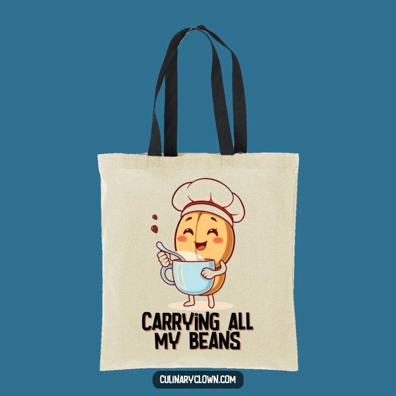 Funny Coffee Bean Chef Tote Bag: Carry Your Brew & Humor in Style!