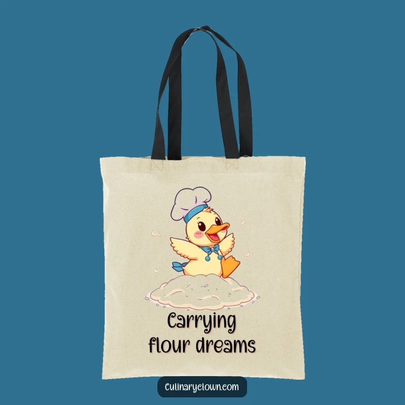 Funny Duck Chef Tote Bag: Hilarious Flour Mess Carry-All for Bakers
