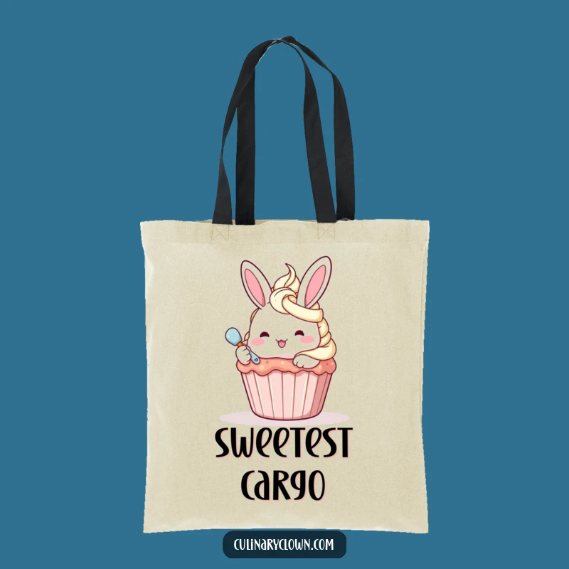 Funny Kawaii Bunny Cupcake Frosting Tote Bag - Hilarious Everyday Bag Gift
