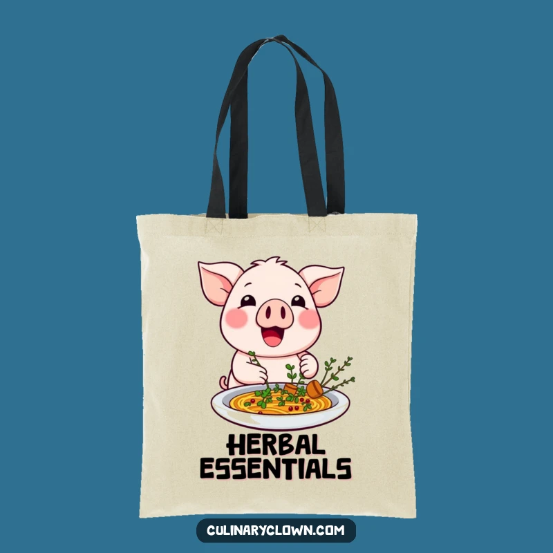 Funny Kawaii Pig Garnishing Dish Tote Bag - Hilarious Grocery Bag Gift